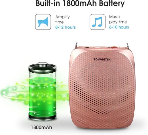 Zoweetek ZW-Z258 محمولة مضخم صوت مصغر قابل لإعادة الشحن للمعلمين مع سماعات سماعة ميكروفون سلكية وخصر ، يدعم صوت تنسيق MP3 لخطاب الكلام والفئة والتدريب والدليل السياحي ومكبر الصوت in Kuwait