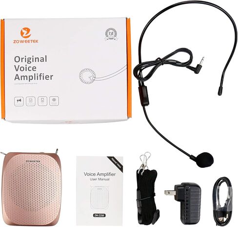 Zoweetek ZW-Z258 محمولة مضخم صوت مصغر قابل لإعادة الشحن للمعلمين مع سماعات سماعة ميكروفون سلكية وخصر ، يدعم صوت تنسيق MP3 لخطاب الكلام والفئة والتدريب والدليل السياحي ومكبر الصوت in Kuwait