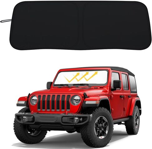 Car Windshield Sun Shade for 2020-2025 Ford Explorer Fully Covered Foldable Front Window Shade, Professional 310T Polyester UV & Heat Protection, Keep Interior Cool, Outdoor Camping in Kuwait