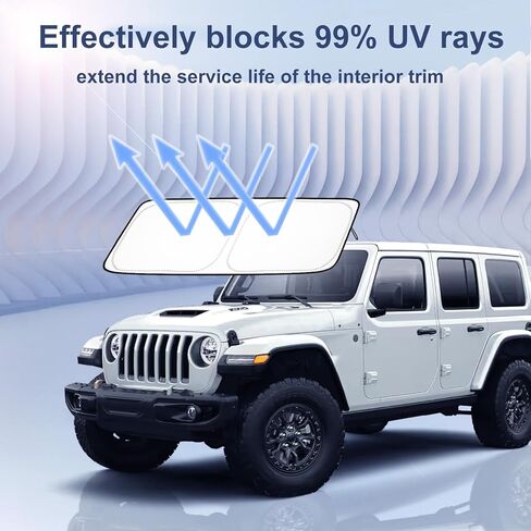 Car Windshield Sun Shade for 2020-2025 Ford Explorer Fully Covered Foldable Front Window Shade, Professional 310T Polyester UV & Heat Protection, Keep Interior Cool, Outdoor Camping in Kuwait