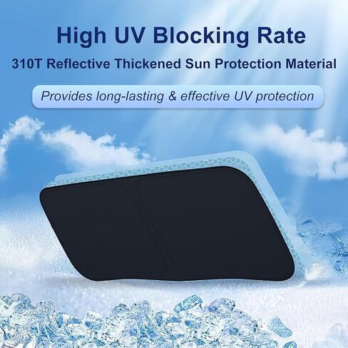 Car Windshield Sun Shade for 2020-2025 Ford Explorer Fully Covered Foldable Front Window Shade, Professional 310T Polyester UV & Heat Protection, Keep Interior Cool, Outdoor Camping in Kuwait