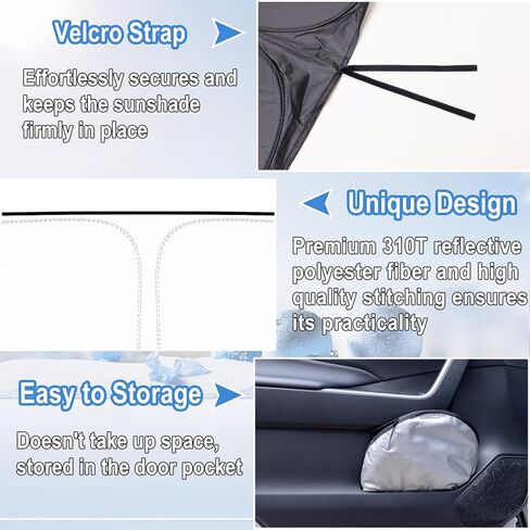 Car Windshield Sun Shade for 2020-2025 Ford Explorer Fully Covered Foldable Front Window Shade, Professional 310T Polyester UV & Heat Protection, Keep Interior Cool, Outdoor Camping in Kuwait