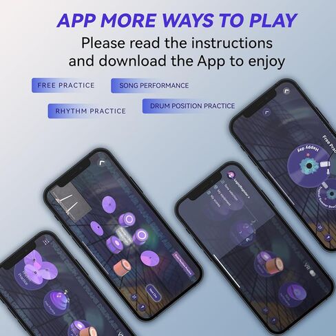 Electronic Drum Set Portable - Quiet Electric Drum Practice Set Air Drumsticks With 3.5mm Input, Drumming App Lessons Games, Storage Bag, Foot Pedal, Lanyard - with Step-by-Step Video Tutorials in Kuwait