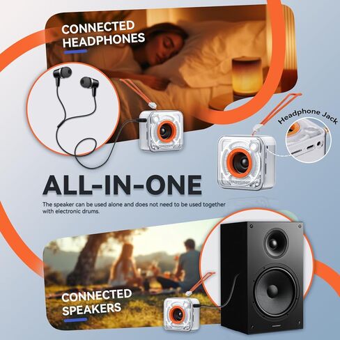 Electronic Drum Set Portable - Quiet Electric Drum Practice Set Air Drumsticks With 3.5mm Input, Drumming App Lessons Games, Storage Bag, Foot Pedal, Lanyard - with Step-by-Step Video Tutorials in Kuwait