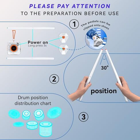 Electronic Drum Set Portable - Quiet Electric Drum Practice Set Air Drumsticks With 3.5mm Input, Drumming App Lessons Games, Storage Bag, Foot Pedal, Lanyard - with Step-by-Step Video Tutorials in Kuwait