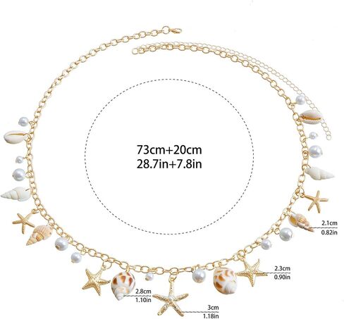 Seashell Starfish Chains Waist for Women Boho Conch Belly Body Chains Pearl Starfish Chains Waist Belt Summer Beach Body Jewelry (AA style) in Saudi Arabia