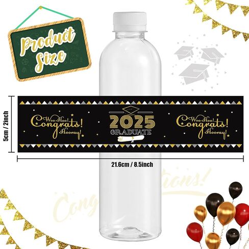 100 PCS التخرج ملصقات ملصقات زجاجة الماء ملصقات ملصقات زجاجة ماء ، تخرج مقاوم للماء 2025 الحفلات ، 5 نمط (أسود ، أبيض ، ذهبي) in Kuwait