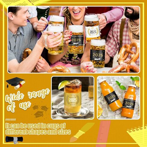 100 PCS التخرج ملصقات ملصقات زجاجة الماء ملصقات ملصقات زجاجة ماء ، تخرج مقاوم للماء 2025 الحفلات ، 5 نمط (أسود ، أبيض ، ذهبي) in Kuwait