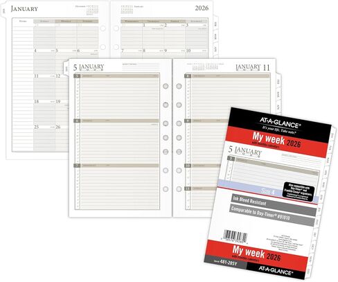 AT-A-GLANCE 2026 Planner Refill, Weekly & Monthly, 3.75" x 6.75", Portable Size 3, Loose-Leaf (471-285Y-26) in Kuwait
