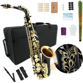 Alto Saxophone E Flat for Adults Student Sax Eb Alto Full Kit With Carrying Sax Case Mouthpiece Straps Reeds Saxophone Beginner Kit in Kuwait