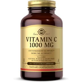 Solgar Vitamin C 1000 mg, 250 Vegetable Capsules - Antioxidant & Immune Support - Overall Health - Healthy Skin & Joints - Bioflavonoids Supplement - Non GMO, Vegan, Gluten No, Kosher - 250 Servings in Kuwait
