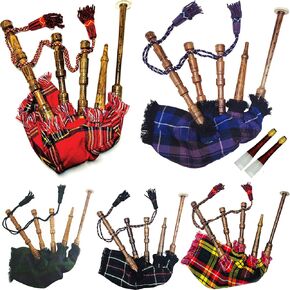 Dragon Kids Small Scottish Highland Bagpipes Junior Full Playable Set Various Tartans with 2 Reeds (Royal Stewart) in Kuwait