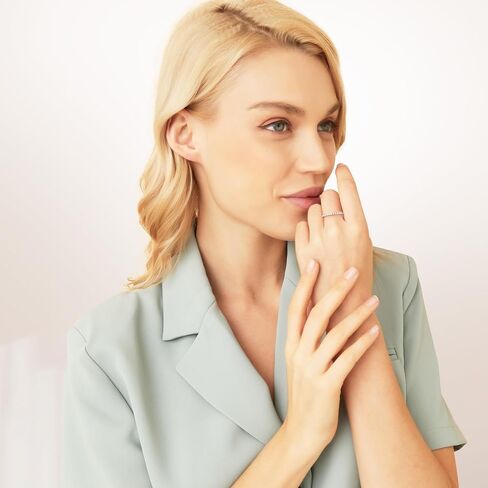 TIKJE 2 Rings Set For Women, 18k Yellow/White Gold Plated Rings - Cubic Zirconias Band Ring, Eternity Promise Engagement Wedding Band Gift For Her Size 5-12 in Kuwait