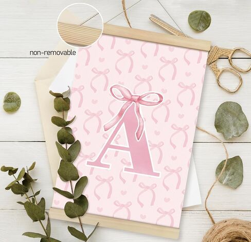 Locomiss Coquette Pink Bow Preppy Girly Wall Art With Wooden Poster Hanger Frame, Pink Preppy Initial L Room Decor, Coquette Trendy Wall Decor Poster for Girls Room Bedroom Dorm, 12x16 Inch in Saudi Arabia
