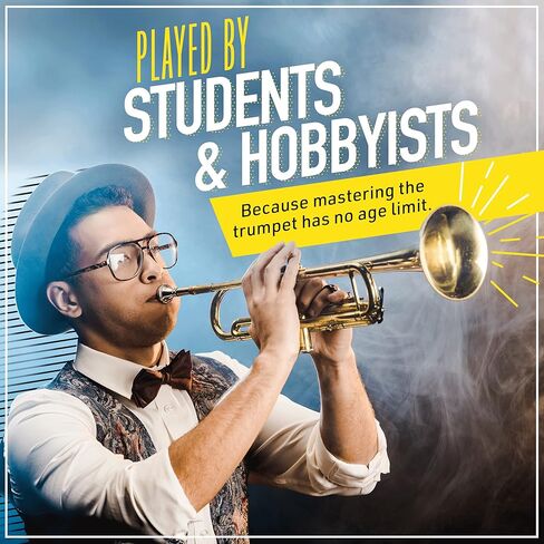 Mendini By Cecilio Bb Standard Trumpet Set for Beginners - Brass Student Trumpet Instrument with Hard Case, 7C Mouthpiece, Valve Oil, Cleaning Cloth, Gloves (Gold) in Kuwait