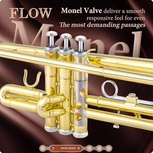 ALLSET Bb Standard Trumpet for Beginners | Student Band, Orchestra, Pro Level Performance | Professional Brass Trumpet Kit with Hard Case, 7C Mouthpiece& Cleaning Kit | Gold in Saudi Arabia
