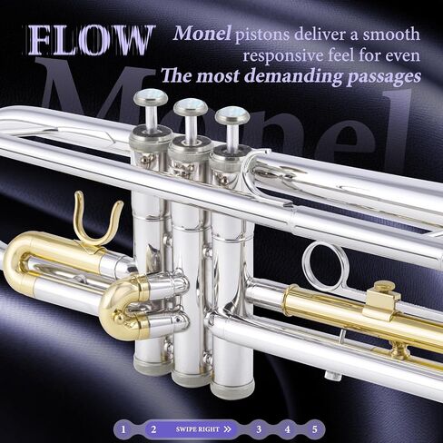 ALLSET Bb Standard Trumpet for Beginners | Student Band, Orchestra, Pro Level Performance | Professional Brass Trumpet Kit with Hard Case, 7C Mouthpiece& Cleaning Kit | Gold in Saudi Arabia