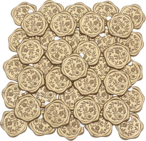 ملصقات إكليث شمع الشمع أبيض ، ملصقات ختم الزفاف زهرة ، 50 PCS ملصقات ختم الشمع ملصقات شمعية ملصقات ، ملصقات ختم زهرة مثالية للمغلف ، الدعوة (أبيض) in Saudi Arabia