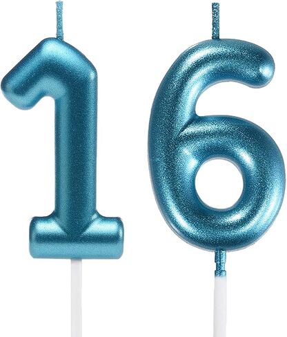 2.35 Inch Gold 16 & 61 Birthday Candles, 3D Diamond Number 16th & 61st Cake Topper for Boys Girls Birthday Party Decorations Theme Party in Saudi Arabia
