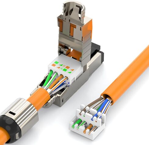 موصلات Cat6a و Cat8 Ethernet ، تمرير خالي من الأدوات عبر المكونات المحمية RJ45 ، تثبيت الحقل السريع (موصل 2 عبوة) in Saudi Arabia
