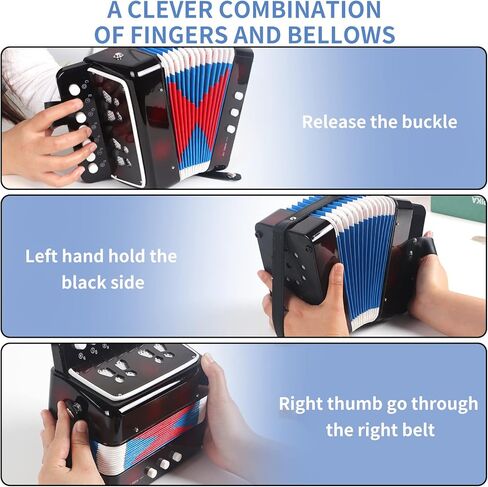 LOTKEY 7 KEY KEORS ARCRODION ، 3 BASS MINI CORDORION ، تصميم محمول خفيف الوزن ودائم للطلاب ، والأطفال ، والمبتدئين لممارسة (أسود) in Kuwait