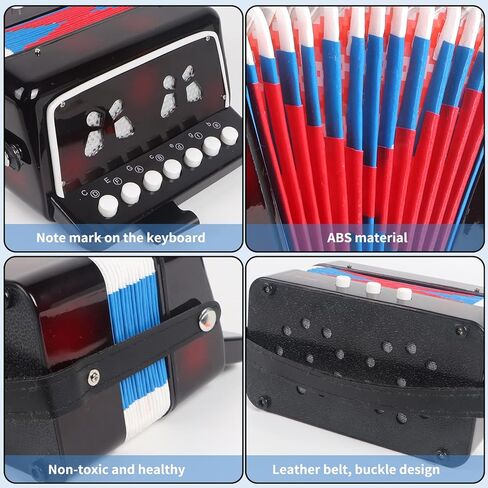 LOTKEY 7 KEY KEORS ARCRODION ، 3 BASS MINI CORDORION ، تصميم محمول خفيف الوزن ودائم للطلاب ، والأطفال ، والمبتدئين لممارسة (أسود) in Kuwait