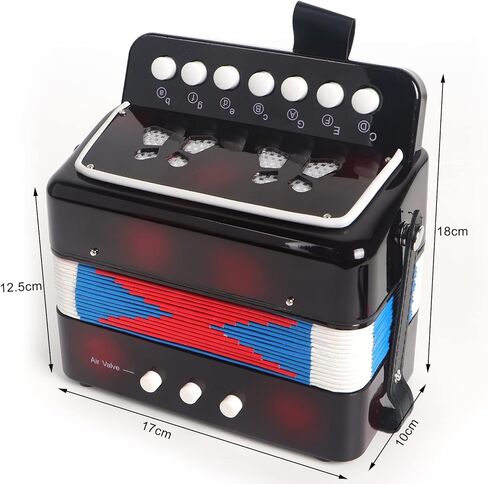 LOTKEY 7 KEY KEORS ARCRODION ، 3 BASS MINI CORDORION ، تصميم محمول خفيف الوزن ودائم للطلاب ، والأطفال ، والمبتدئين لممارسة (أسود) in Kuwait