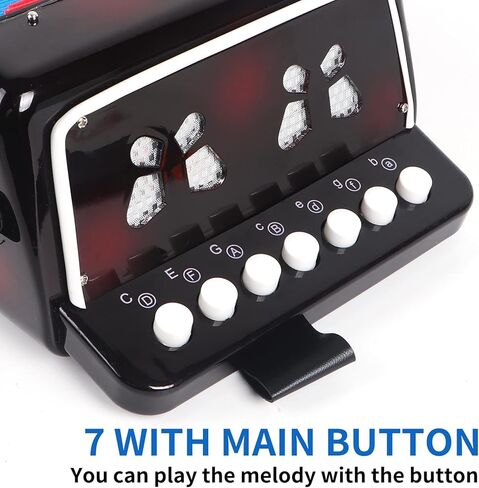 LOTKEY 7 KEY KEORS ARCRODION ، 3 BASS MINI CORDORION ، تصميم محمول خفيف الوزن ودائم للطلاب ، والأطفال ، والمبتدئين لممارسة (أسود) in Kuwait