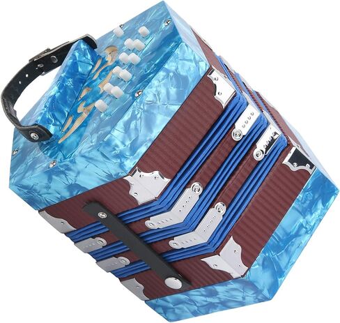 Concertina Accordion Professional Portable Musical Instrument with Carrying Bag Solid Wood Leather Construction Elegant Design for Adults Beginners Performers 18 x 17 x 17cm (Royal Blue) in Saudi Arabia