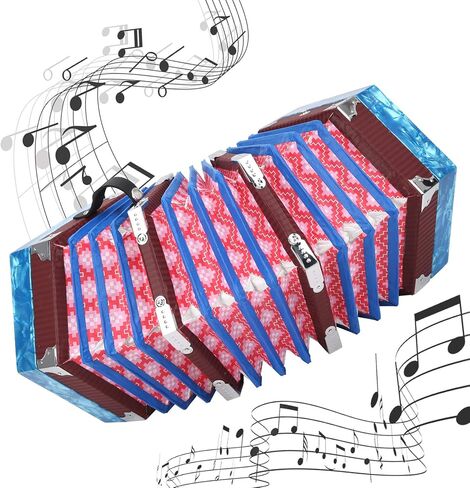 Concertina Accordion Professional Portable Musical Instrument with Carrying Bag Solid Wood Leather Construction Elegant Design for Adults Beginners Performers 18 x 17 x 17cm (Royal Blue) in Saudi Arabia