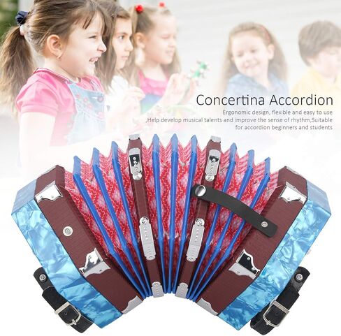 Concertina Accordion Professional Portable Musical Instrument with Carrying Bag Solid Wood Leather Construction Elegant Design for Adults Beginners Performers 18 x 17 x 17cm (Royal Blue) in Saudi Arabia