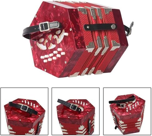 Button Anglo Concertina Concertina Concertina 20 Key Anglo-style Concerto Portable Hexagon Actorion Child Child Junior Professional Professional Musical Musical Music in Kuwait