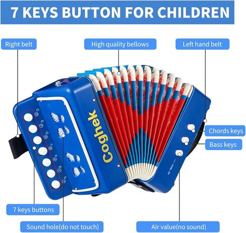 أبيض مصغرة أكورديون للأطفال 10 مفتاح من المفاتيح الأكورديون الموسيقية المتينة للمبتدئين للمبتدئين in Kuwait