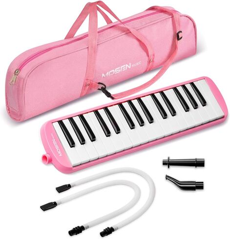 MOSEN 32 Keys Melodica Instrument, Air Piano Keyboard Pianica Soprano Melodica with 2 Soft Long Tubes, Short Mouthpieces, Carrying Bag, Pink in Saudi Arabia
