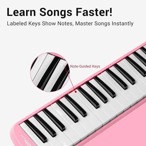 MOSEN 32 Keys Melodica Instrument, Air Piano Keyboard Pianica Soprano Melodica with 2 Soft Long Tubes, Short Mouthpieces, Carrying Bag, Pink in Saudi Arabia