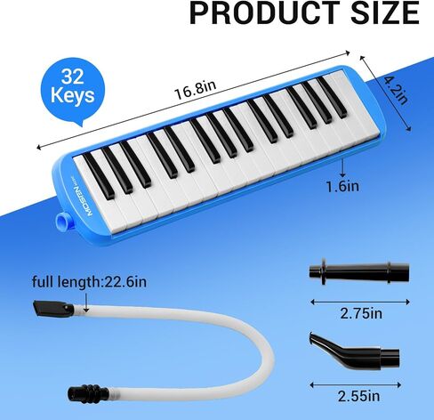 MOSEN 32 Keys Melodica Instrument, Air Piano Keyboard Pianica Soprano Melodica with 2 Soft Long Tubes, Short Mouthpieces, Carrying Bag, Pink in Saudi Arabia