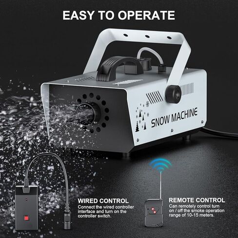 1000W Stage Snow Machines Wireless & Manual Control Snowflake Adjustable Snowflake Size Srtificial Snow Making Machin for Christmas Weddings Party Indoor Outdoor in Kuwait