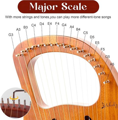 Lyre Harp Mulucky 7 Metal Lyre Steel String String Bone Saddle Mahogany Lyre أداة مع مفتاح ضبط وحقيبة أزعج أسود - MLH701 in Kuwait