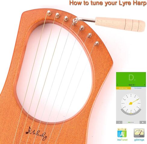 Lyre Harp Mulucky 7 Metal Lyre Steel String String Bone Saddle Mahogany Lyre أداة مع مفتاح ضبط وحقيبة أزعج أسود - MLH701 in Kuwait
