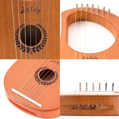 Lyre Harp Mulucky 7 Metal Lyre Steel String String Bone Saddle Mahogany Lyre أداة مع مفتاح ضبط وحقيبة أزعج أسود - MLH701 in Kuwait