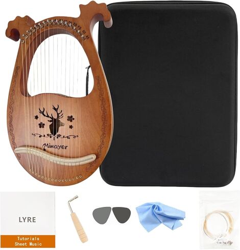 Miwayer Lyre Harp Kit 16 Strings Musical Musical Mahogany Body Totem Totem Professional القيثارة مع الملحقات والحالة (Cyan) in Saudi Arabia