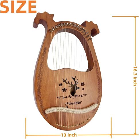 Miwayer Lyre Harp Kit 16 Strings Musical Musical Mahogany Body Totem Totem Professional القيثارة مع الملحقات والحالة (Cyan) in Saudi Arabia
