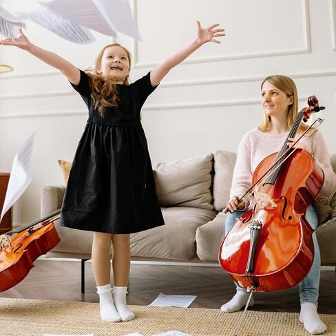ADM 4/4 الحجم الكامل التشيلو الصوتي ، مجموعة التشيلو الصوتي المبتدئين مع حقيبة محمولة ، حامل ، قوس ، كتم ، روزن ، حامل نهاية للبالغين والطلاب المبتدئين in Kuwait