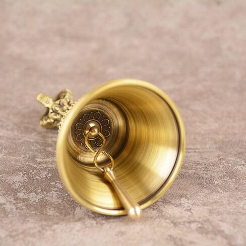 النحاس الصلب المصنوع يدويًا من طقوس Vajra Bell ｜ Tibetan Dorje & Taoist Bagua Design ｜ أداة التأمل والمذبح (الأسود/الذهبي القديم ｜ صغير/كبير) (أسود (13.5 سم)) in Kuwait