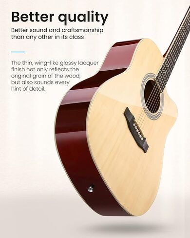 Moukey 41" Acoustic Guitar for Beginners Adult Teen Full Size Guitarra Acustica with Chord Poster, Gig Bag, Tuner,Steel Strings, Capo, Strap - Black in Kuwait