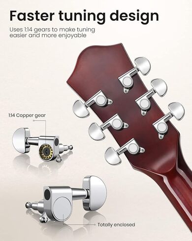 Moukey 41" Acoustic Guitar for Beginners Adult Teen Full Size Guitarra Acustica with Chord Poster, Gig Bag, Tuner,Steel Strings, Capo, Strap - Black in Kuwait