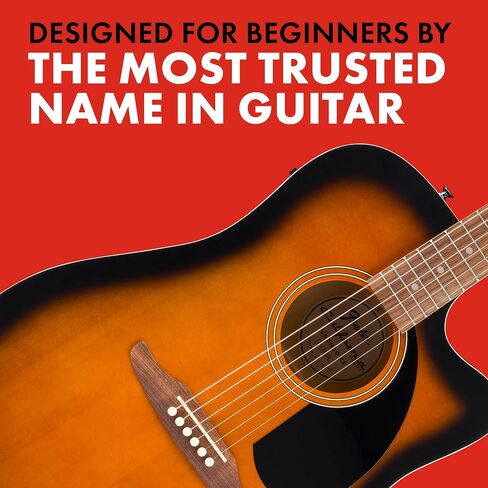 Fender California لاول مرة في Redondo CE Series Acoustic Guitar ، الجيتار المبتدئين ، ضمان لمدة عامين ، يشمل موالفًا مدمجًا ، أسود in Kuwait