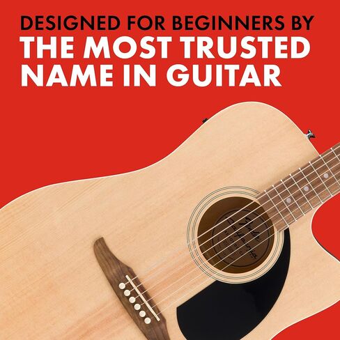 Fender California لاول مرة في Redondo CE Series Acoustic Guitar ، الجيتار المبتدئين ، ضمان لمدة عامين ، يشمل موالفًا مدمجًا ، أسود in Kuwait