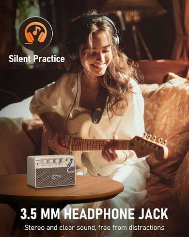 FBA-10 Guitar Amp, 10W Mini Electric Guitar Amplifier with Clean/Drive Channel, 6H Working, USB-C Rechargeable, 3.5mm Headphone/AUX Jack, Wireless Portable Amp for Indoor Practice, Traveling in Saudi Arabia