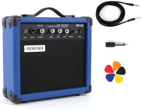20W WATT ELECTRAL BASS GUITAR Black Amplifier Portable Travel Mini Amp AMP سماعة رأس Aux Treble Middle Bass MP3 مع اختيارات غيتار محول الكابلات في in Kuwait